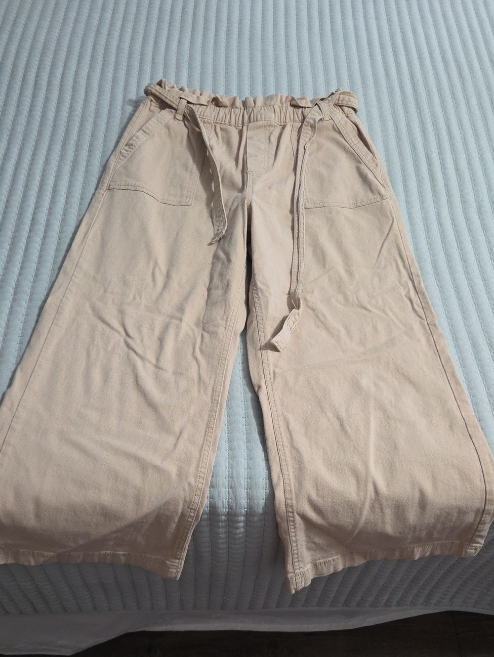 Kensie Wide-Leg Drawstring Chino Pants - Cream